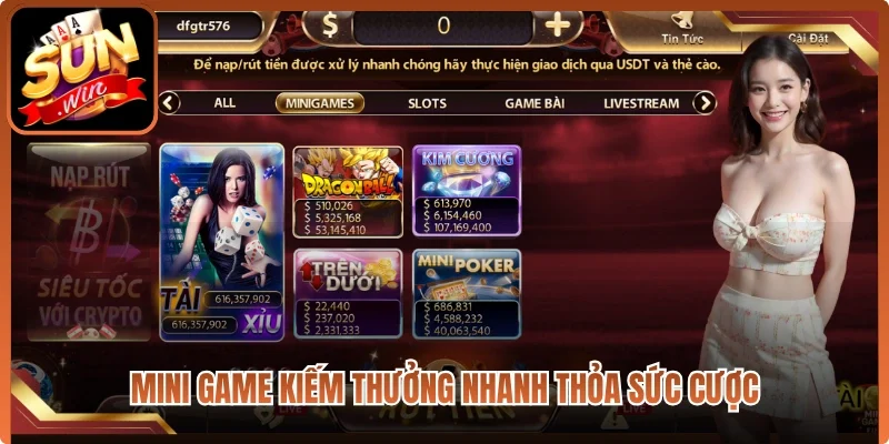 Mini game kiếm thưởng nhanh thỏa sức cược
